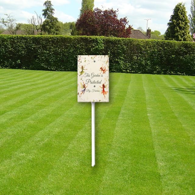 Uptell This Garden is Protected By Fairies Yard Signs with Stakes Aluminum Sign for House/Front Door Outdoor Decoration,Weather Resistant 8x12 Inch
