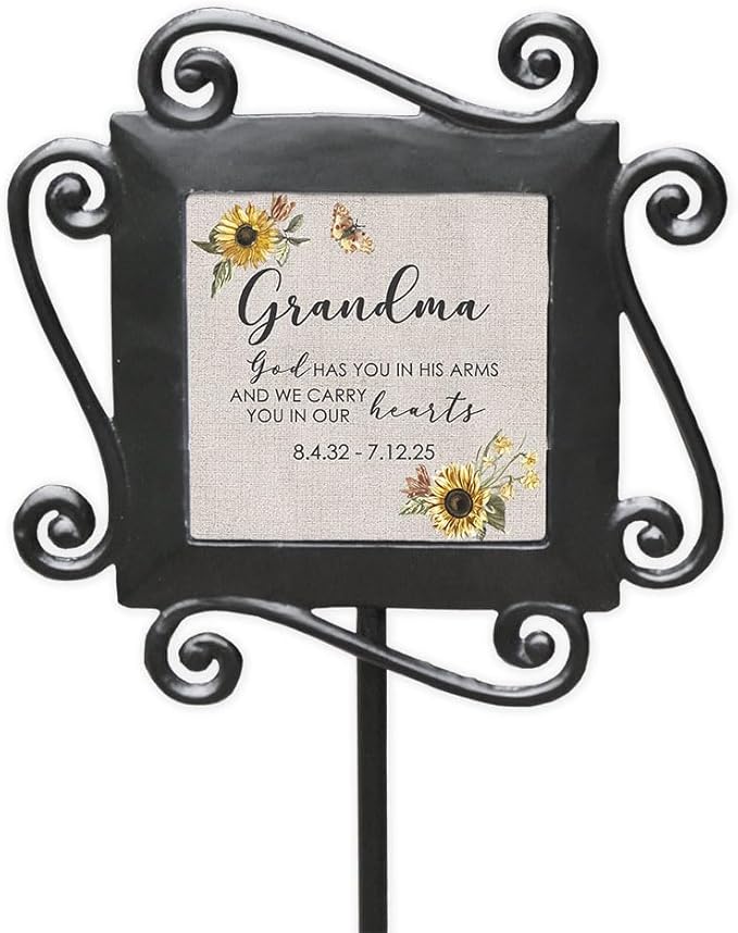 Personalized Grandma Memorial Garden Stake with Sunflowers and Butterfly