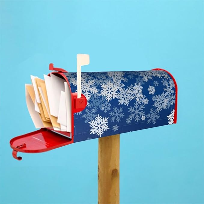DADABULIU Mailbox Covers Snowflake Blue Winter Christmas Magnetic Letter Post Box Cover Standard Size 21 x 18 Inch Garden Yard Home Decorative