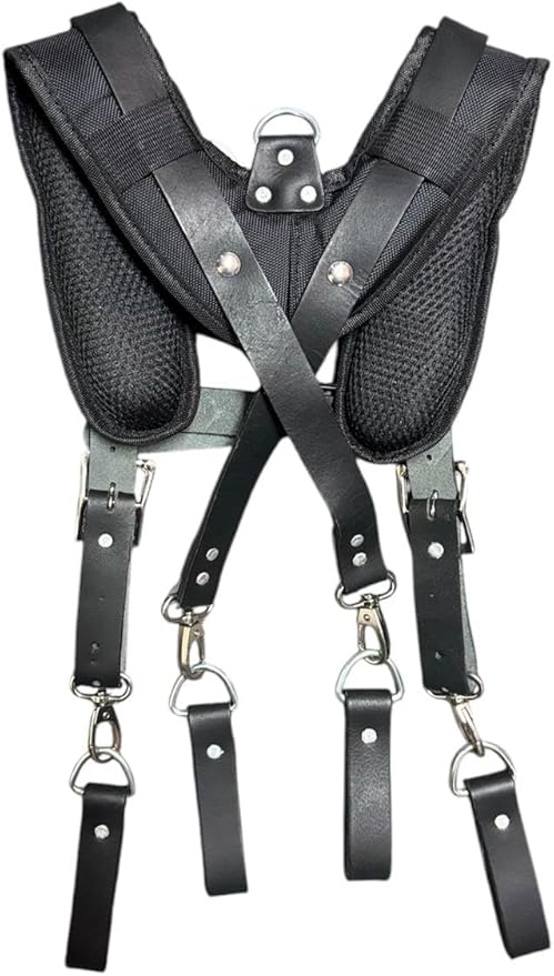 Padded Tool Belt Suspenders – Adjustable Work Suspender with 4 Detachable D-Loops – For Construction, Carpentry, & More