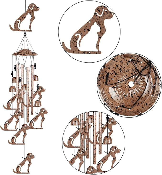 37" Dogs Wind Chimes for Garden,Home,Balcony,Yard,Outdoor Decor, Sympathy Wind Chimes, Wind Catcher, Dog Lovers Chimes,Blessing Wind Bell,Dog Decoration Gifts for Mom, Grandma, Family, Women, Friend