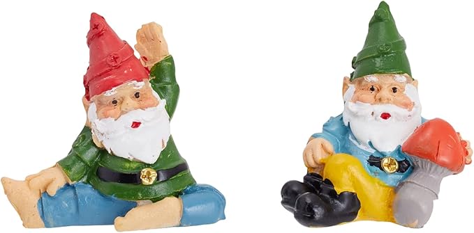 Juvale 4 Pieces Mini Garden Gnomes, Outdoor Statue Set in Funny Poses for Yoga Gifts, Plant Pots Decor (2 in)