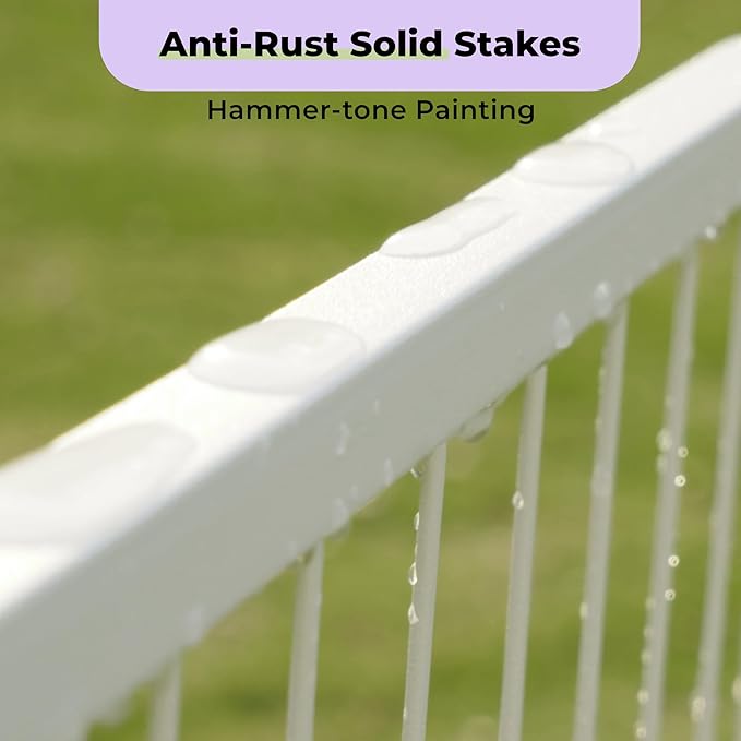 SunsGrove Garden Fence with Gate, 24 in(H) x 22.2 ft(L) 12 Panels Heavy Duty Metal Animal Barrier Fence for Yard, Suitable for Indoor or Outdoor Dog Pet Fence, Garden Fence Border, White