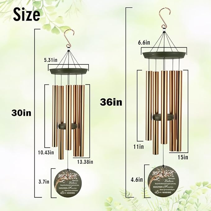Personalized Wind Chimes, 36inch Memorial Wind Chimes, Life Tree Cardinal Custom Sympathy Gifts, in Loving Memory of Dad/Mom, Wind Chime for Loss of Loved Ones (Produced in USA)