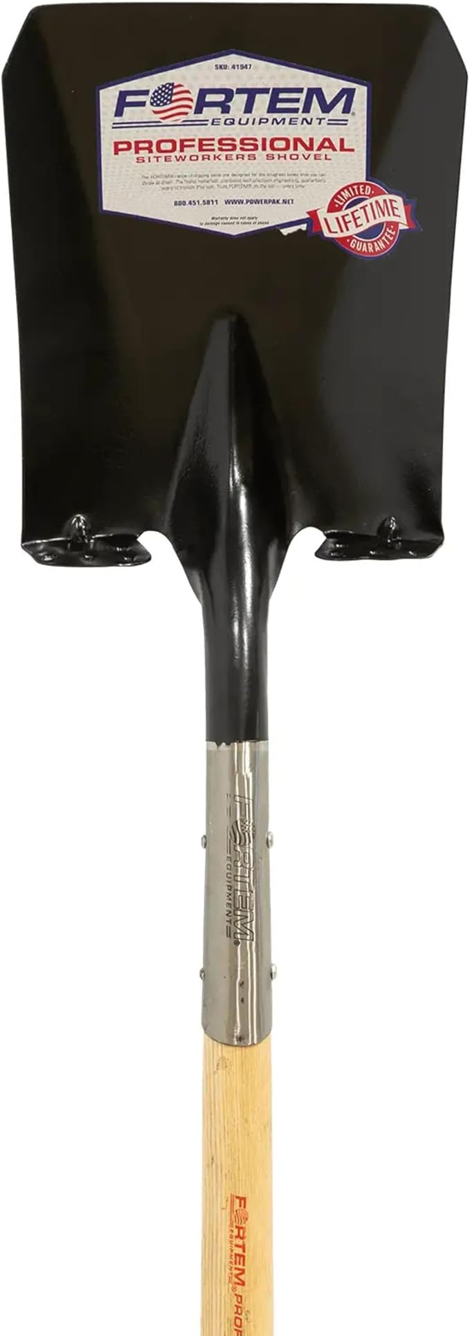 FORTEM Professional Grade Flat Shovel with 36" Hard Oak Handle and D-Grip