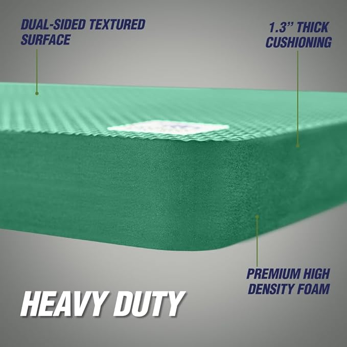Rugged Rhino Heavy Duty Patent Pending Kneeling Pad, 2 PK, Shock Absorbent Thick Knee Pads, Holds Up to 300 lbs, Protect Knees from Hard Concrete Surfaces, for Mechanics, Gardening, Gym, Pine Green