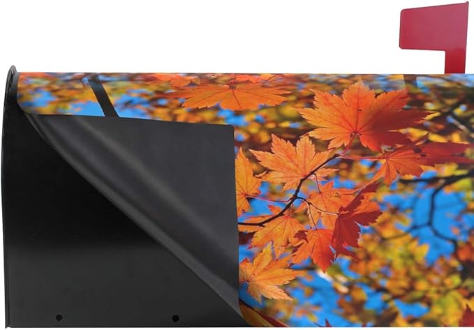 WOOR Red Yellow Fall Maple Leafs Magnetic Magnetic Mailbox Cover Standard Size for Garden Yard Outdoor Decorations-18 x 20.8"
