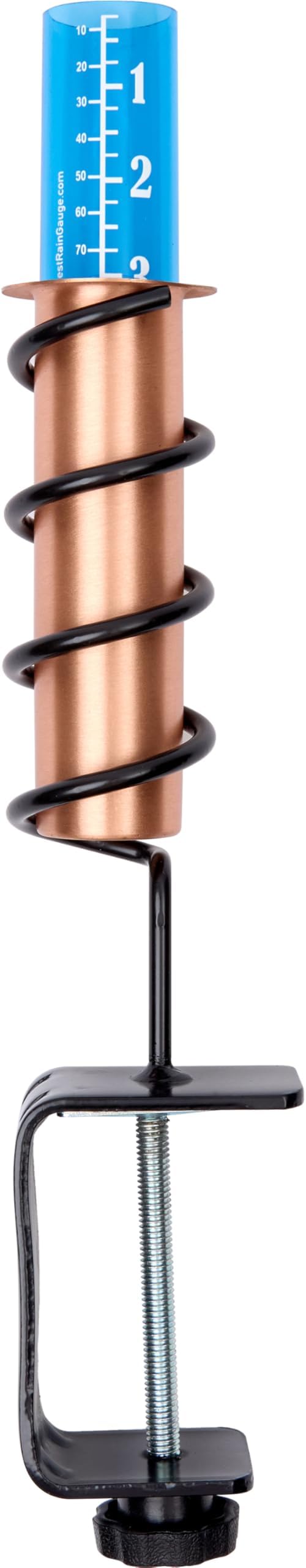WCRG Copper Rain Gauge for Yard, Rail-Mounted Steel Clamp - Outdoor Sprinkler Gauges, Shatterproof, Winter-Safe, Accurate, Decorative - The Original Floating Rain Gauge, USA Assembled & Designed