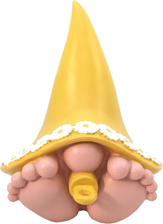 GlitZGlam Giant Baby Gnome for The Enchanted Gnome and Fairy Garden (6 Inches Tall) (Yellow)