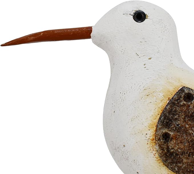 Aecipl Wood Bird Statue Standing Seagull Nautical Decor Coastal Birds Sculpture Indoor Outdoor Animal Figurine Beach Themed Decoration Rustic Home Art for Bedroom Garden (A, L)