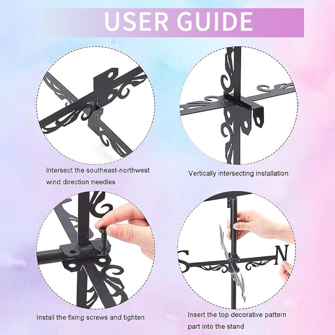 Ladybug Weathervane Metal Wind Vane Animal Ladybird Garden Art Decoration Direction Sign Indicator Stake Mount Ornament for Patio Lawn Farmhouse Yard Roof Outdoor