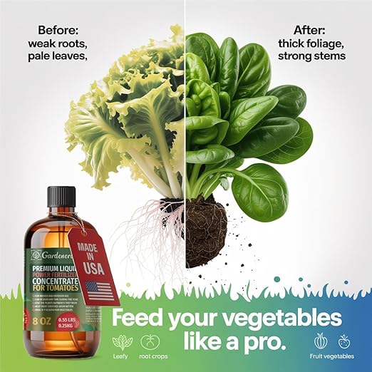 Liquid Power Tomato Fertilizer - Premium Liquid Plant Food for Tomatoes - Fast-Acting Concentrate for Growth, Strong Roots & High-Yield Harvest - 32 oz - Indoor & Outdoor Use