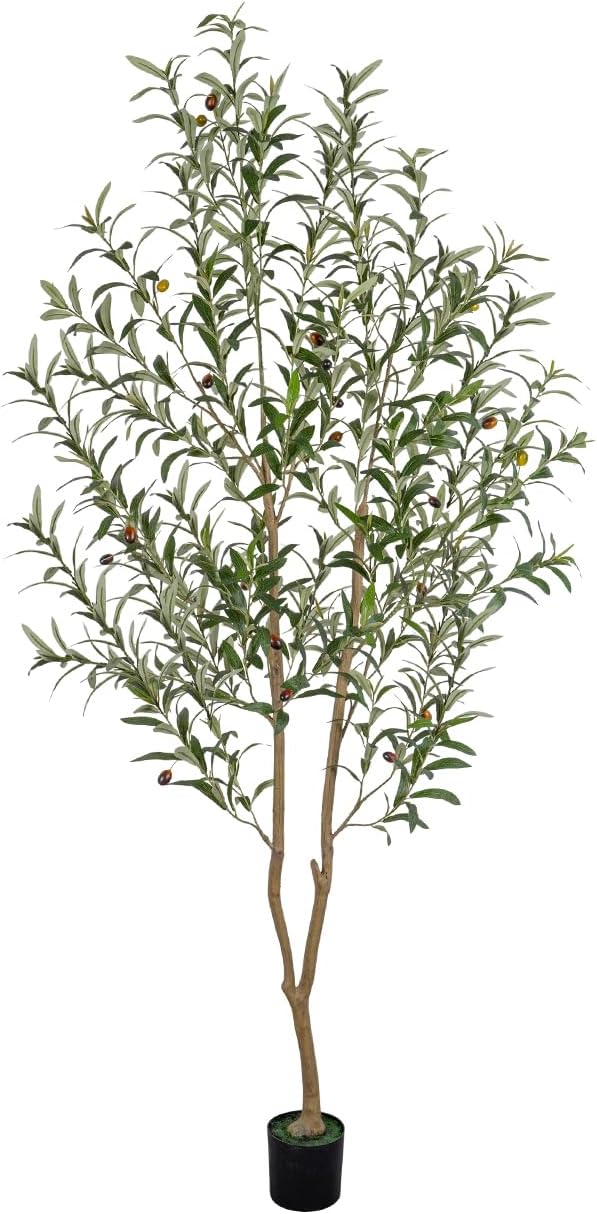 6FT Olive Tree Artificial Indoor, 72in Tall Faux Olive Tree with Pot, Fake Potted Tree with Fruits for Home Office Decor