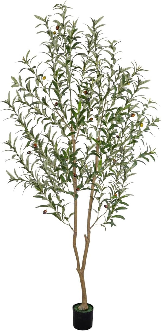 6FT Olive Tree Artificial Indoor, 72in Tall Faux Olive Tree with Pot, Fake Potted Tree with Fruits for Home Office Decor