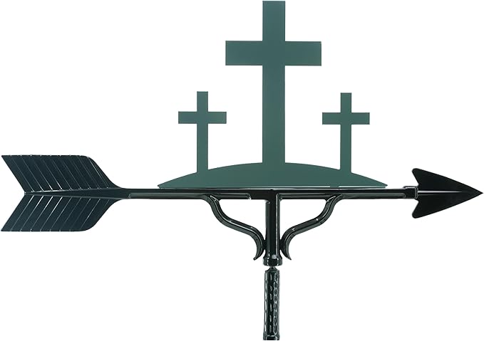 Montague Metal Products Deluxe Crosses Weathervane - 14 Ornament Colors Available - Roof Mount Included (4 to Choose from) - Cross Ornament Weathervane