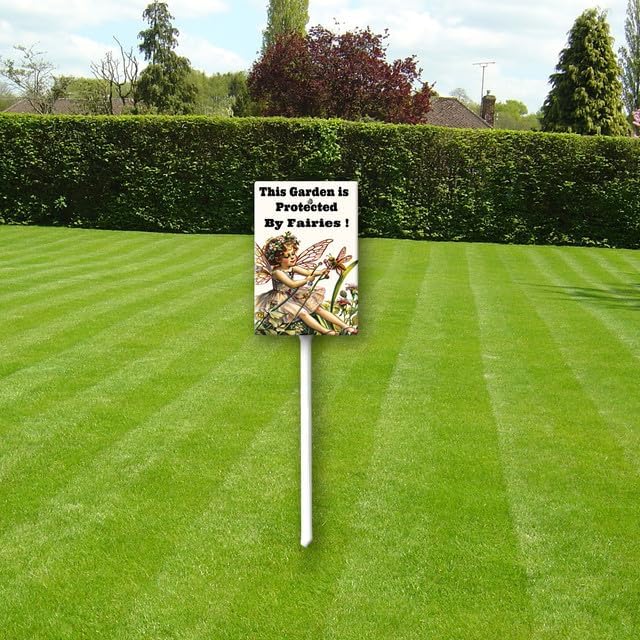 Uptell This Garden is Protected By Fairies Yard Signs with Stakes Aluminum Sign for House/Front Door Outdoor Decoration,Weather Resistant 8x12 Inch