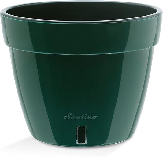 Santino Self Watering Planter Asti 11.8 Inch Green/Black Flower Pot