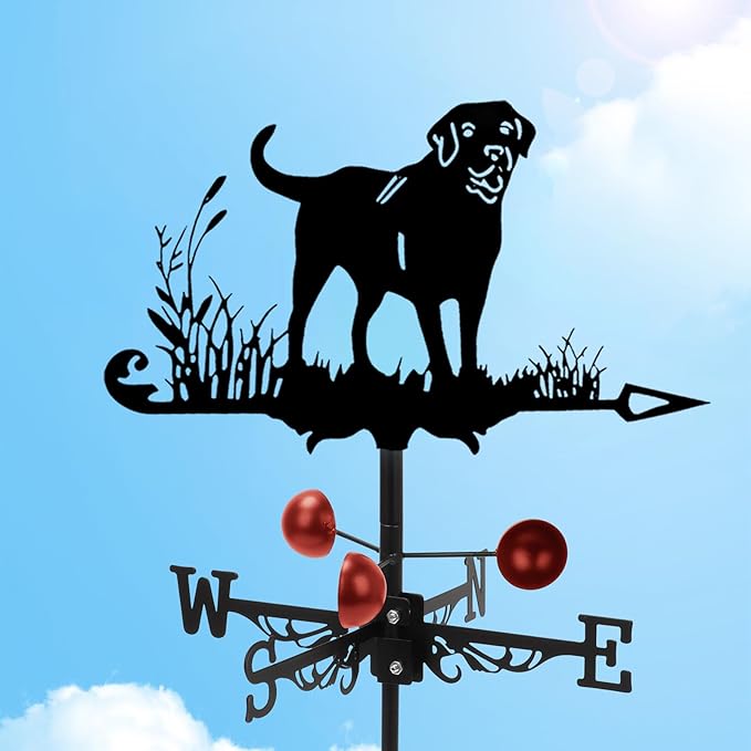 Metal Rooster Weathervane Roof Mount, Rust-Resistant & Durable, Wind Direction Indicators, Decor Weather Vane for Yard, Outside, Garden, Shed, Farmhouse & Chicken Coop (Dog)