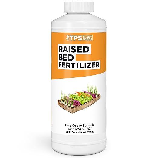 Raised Bed Fertilizer for Vegetables, Herbs, and Flowers, Balanced Nutrients for Container and Box Gardens, Liquid Fertilizer by TPS Plant Foods, 32oz (1 Quart)