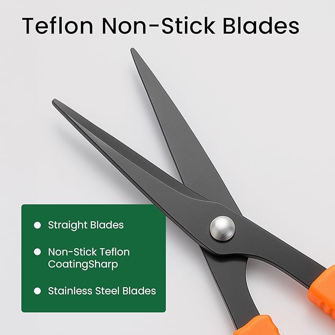 GROWNEER 3 Packs Trimming Scissors Teflon Coated Non Stick Blades Pruning Shears Gardening Hand Pruning Snips with Straight Stainless Steel Precision Blade