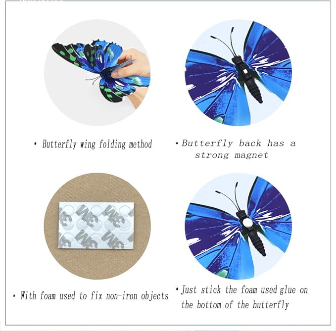 FENELY Giant Butterfly Wall Stickers Christmas Decor,3D Large Colourful Butterflies Wall Magnetism Decals Removable DIY Home Art Decorations for Birthday Party Wedding Kids Room Bedroom