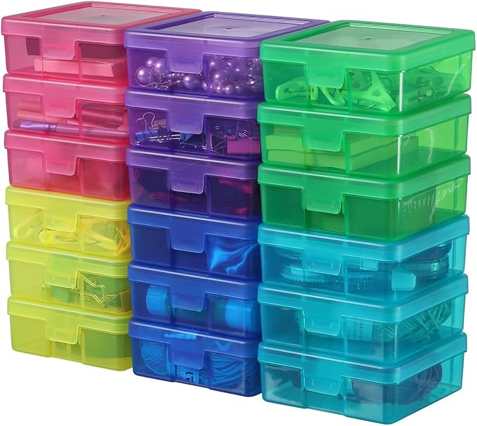 novelinks 18 Pack Small Plastic Storage Containers Color Arts & Crafts Storage Boxes & Organizers Stackable Small Containers With Lids For Organizin (Set 2)