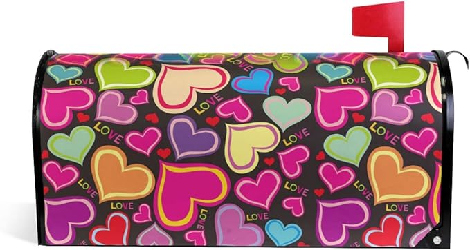 Heart Tree Valentine's Day Hipster Valentines Rainbow Hearts Magnetic Mailbox Cover MailWraps Garden Yard Home Decor for Outside Oversized-25.5" x20.8"