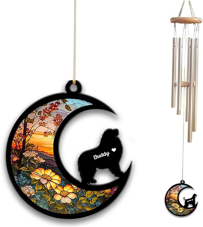Great Pyrenees Sun Catcher Wind Chime, Custom Sunflower Suncatcher Dog Memorial Wind Chime, Dog Loss Gift, Dog Sympathy Gift, Pet Loss Suncatcher, Outdoor Garden Decor