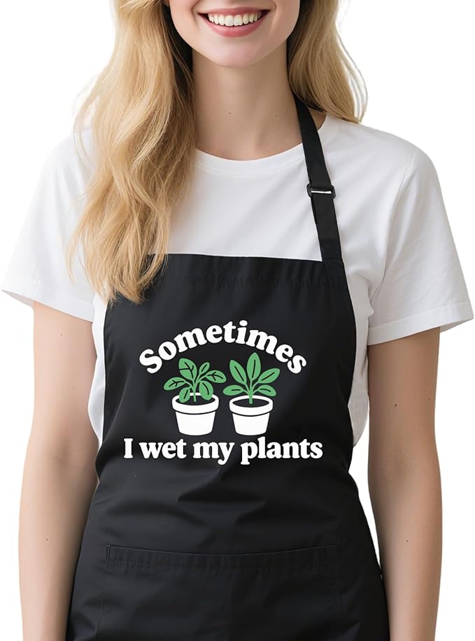 Gardening Apron for Women with Pockets, Adjustable Funny Garden Apron Gifts for Gardener Mom Wife Plant Lover