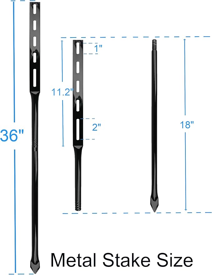 36 Inch Heavy Duty Metal Stakes for Yard Signs, Black, 2 Pack with Hardware, Outdoor Lawn Parking Event Ground Stakes