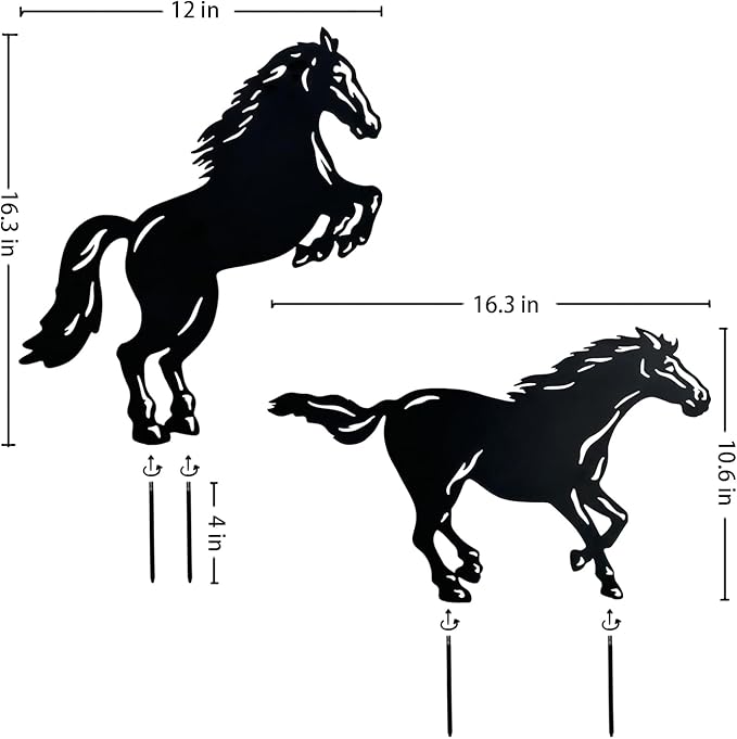 Horse Metal Decorative Garden Stakes Horse Gifts for Women/Men Horse Lovers Gifts Silhouette Statues for Yard Art, Outside, Patio, Outdoor Decor, Garden Decorations, Lawn Ornaments