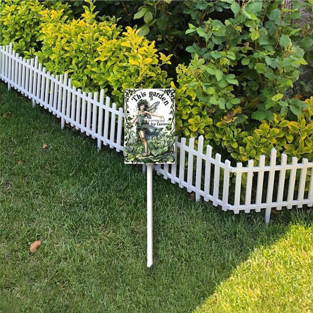 Uptell This Garden is Protected By Fairies Yard Signs with Stakes Aluminum Sign for House/Front Door Outdoor Decoration,Weather Resistant 8x12 Inch
