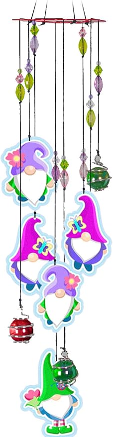 Spoontiques Gnome Wind Chime - Outdoor Garden Décor - Decorative Chimes for Yard, Garden, Backyard and Patio Decoration