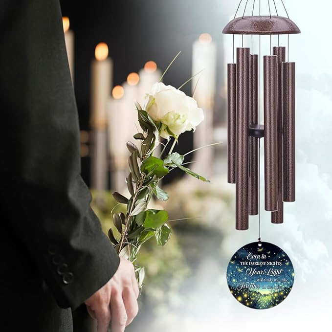 Personalized Sympathy Wind Chimes, 36inch Custom Wind Chime, Memorial Gifts for Loss of Loved One, Wind Chimes in Loving Memory of Dad/Mom, Condolences Gifts for Funeral (Produced in USA)