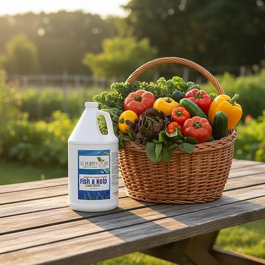 GS Plant Foods Liquid Fish & Kelp Fertilizer (1 Gallon) – Organic Material Review Institute Listed Natural Plant Food for Home Gardens, Lawns, and Vegetables