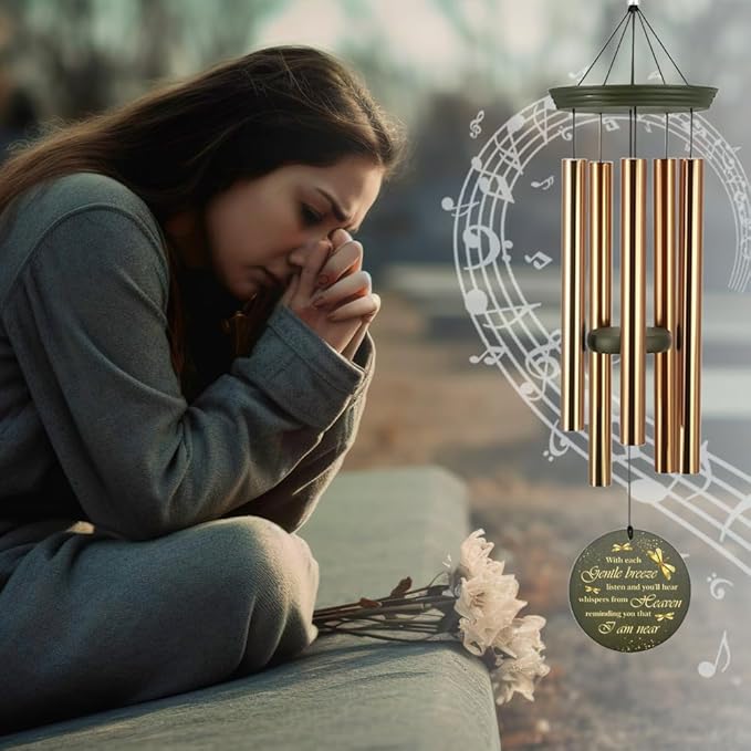 Personalized Sympathy Wind Chimes, 36inch Dragonfly Memorial Wind Chimes, Loss of Loved Ones, in Memory of Dad/Mom/Husband/Wife, Commemorative Gifts (Produced in USA)