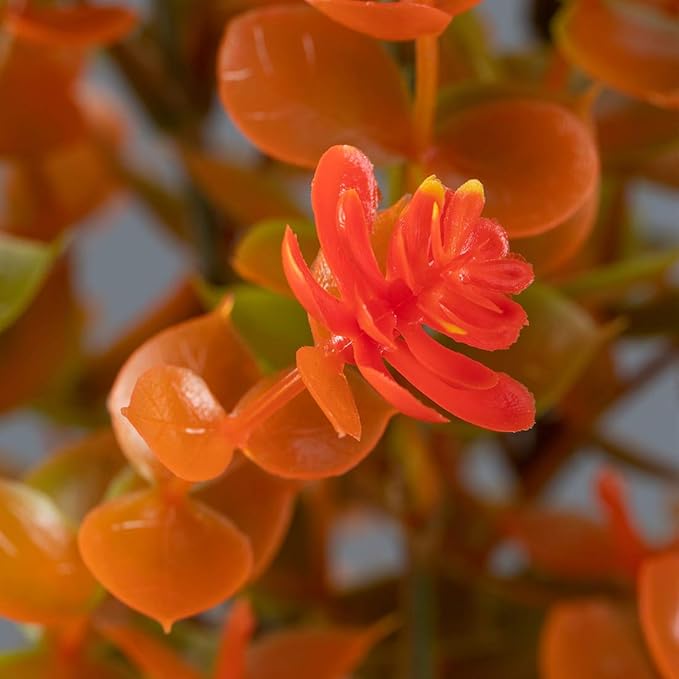 Happylife 6 Bundles Artificial Flowers, Fake Artificial Greenery UV Resistant No Fade Faux Plastic Plants for Wedding Bridle Bouquet Indoor Outdoor Home Garden Kitchen Office Table Vase (Orange Red)