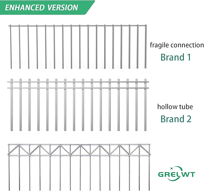 10 Pack 32" L x 10" H Animal Barrier Fence, No Dig Fence Patented Product, 5.5mm Galvanized Stakes with 2.1" Spacing, Anti Digging for Dogs Outdoor Yard Patio, Total 26.6Ft(L) X 10in(H) Silver