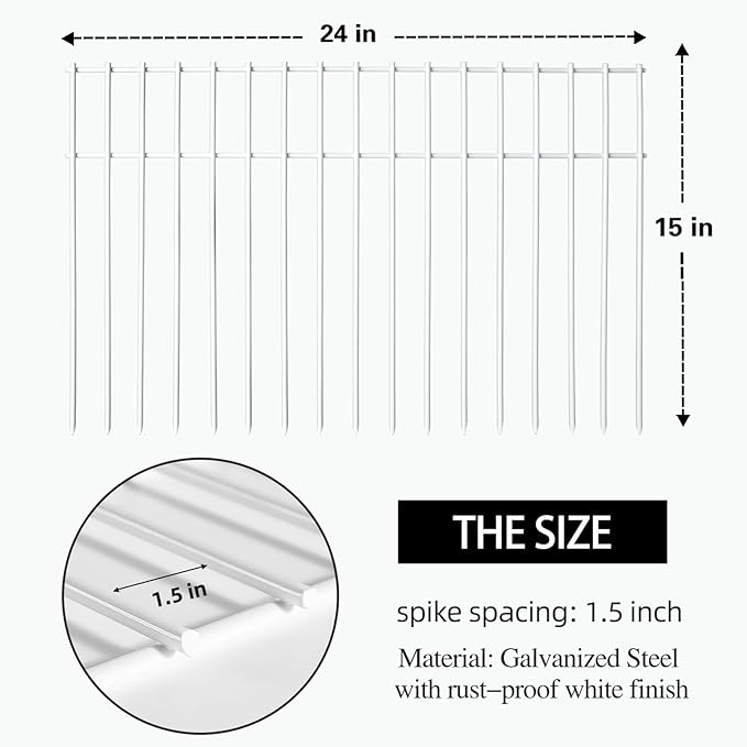 Adavin White Animal Barrier Fence, 15 Pack 24 in(L) X15 in(H) No Dig Underground Decorative Garden Fencing,Pet Dog Rabbits Fences Panel, 1.5 inch Spike Spacing, for Outdoor Yard Patio. Total 30 Ft(L)