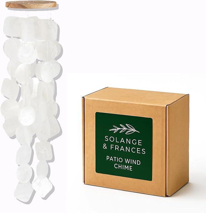 Solange & Frances Natural Garden Decor Wind Chimes for Outside - Patio and Garden Gifts for Women Who Have Everything, Ideal White Elephant Gifts, Elegant Christmas Decorations Indoor for Men