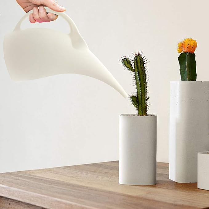 Watering Can for Indoor and Outdoor Plants - 1/2 Gallon - White Color