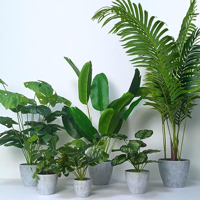 Plant Pots Indoor 7.5/6.5/6/5/4/3.5 Inch Set of 6 Plastic Planters for Indoor Plants with Drainage Hole and Drain Plug, Plastic Flower Pots, Nursery Planting Pot for Outdoor Plants (Gray)