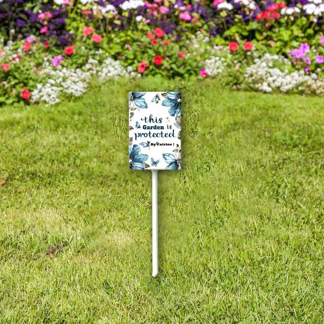 Uptell This Garden is Protected By Fairies Yard Signs with Stakes Aluminum Sign for House/Front Door Outdoor Decoration,Weather Resistant 8x12 Inch