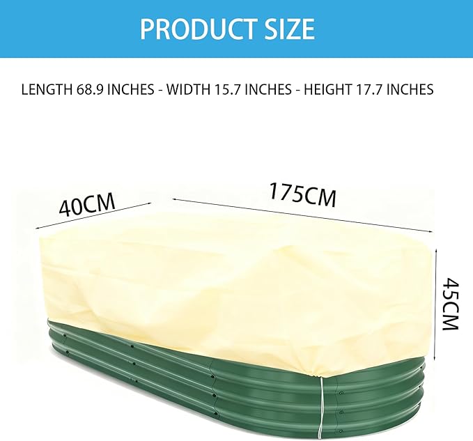 Plant Frost Protection Cover,Plant Frost Cover for Garden Protection, Rectangular Planter Blanket with Drawstring, Winter Garden Netting, 68.8 x 17.7 x 15.7 Inch, 4 Pack