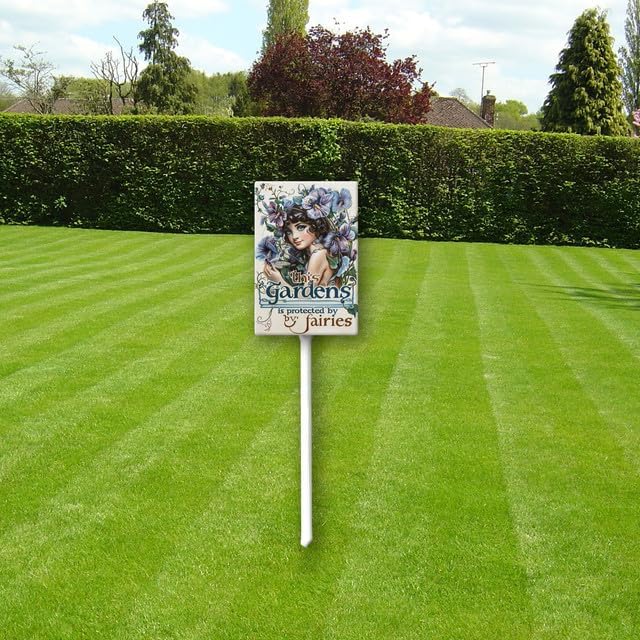 Uptell This Garden is Protected By Fairies Yard Signs with Stakes Aluminum Sign for House/Front Door Outdoor Decoration,Weather Resistant 8x12 Inch