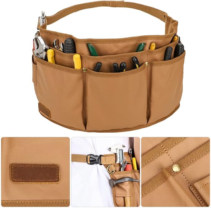 Tool Belt Pouches for Men Utility Belt Electrician Tool Bag Canvas Gardening Waist Tool Pouch with 13 Pockets for Men Women Carpenters Electricians Mechanics, Adjustable