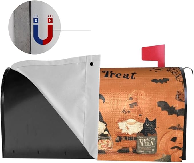 Mailbox Covers Gnomes Halloween Pumpkin Gnomes Halloween Pumpkin Magnetic Letter Post Box Cover Standard Size 25.5 x 21 Inch Garden Yard Home Decorative