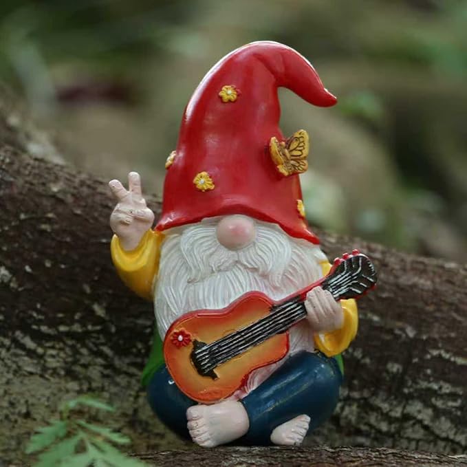 Garden Hippie Gnome Decor Statue,Funny Garden Gnomes with Peace Sign Decor Outdoor ，for House,Lawn,Patio and Porch, Gifts for Friend,Family.