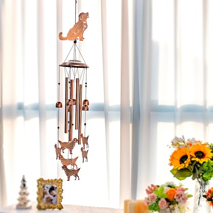 Golden Retriever Dog Wind Chimes for Outside,Dog Gifts for Women Men/Memorial Gift/Sympathy Gift/Birthday Gifts Metal windchimes Outdoors/Indoors,Garden Decor,Patio,Home,Porch,Yard Decorations