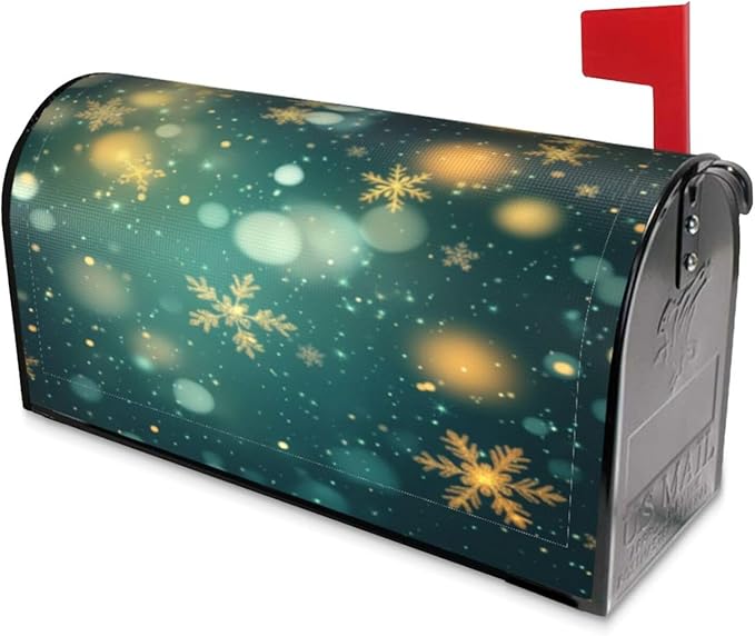 Festive Magnetic Mailbox Cover Snowflake Winter Outdoor Mailbox Protector Holiday Seasonal Decorative Garden Yard Home Standard Size 21 x 18 Inch